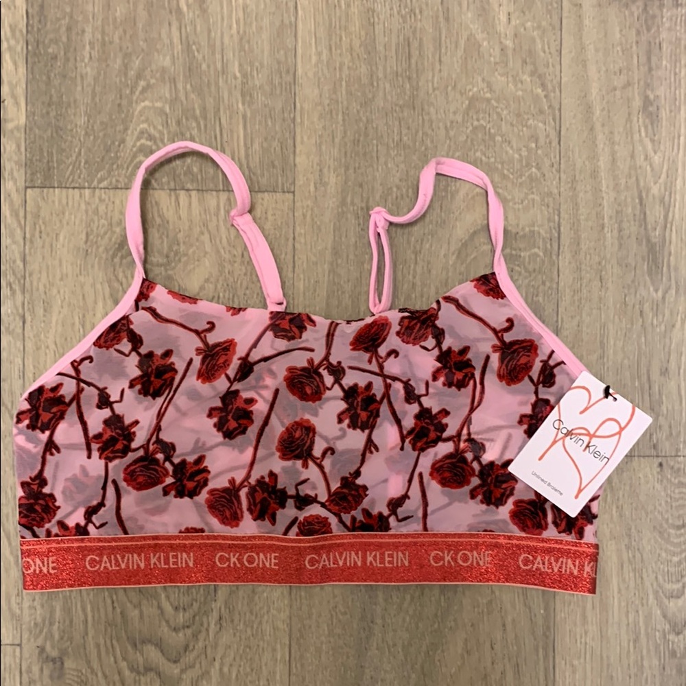 Calvin Klein Pink and Red Lace Bra Intimates